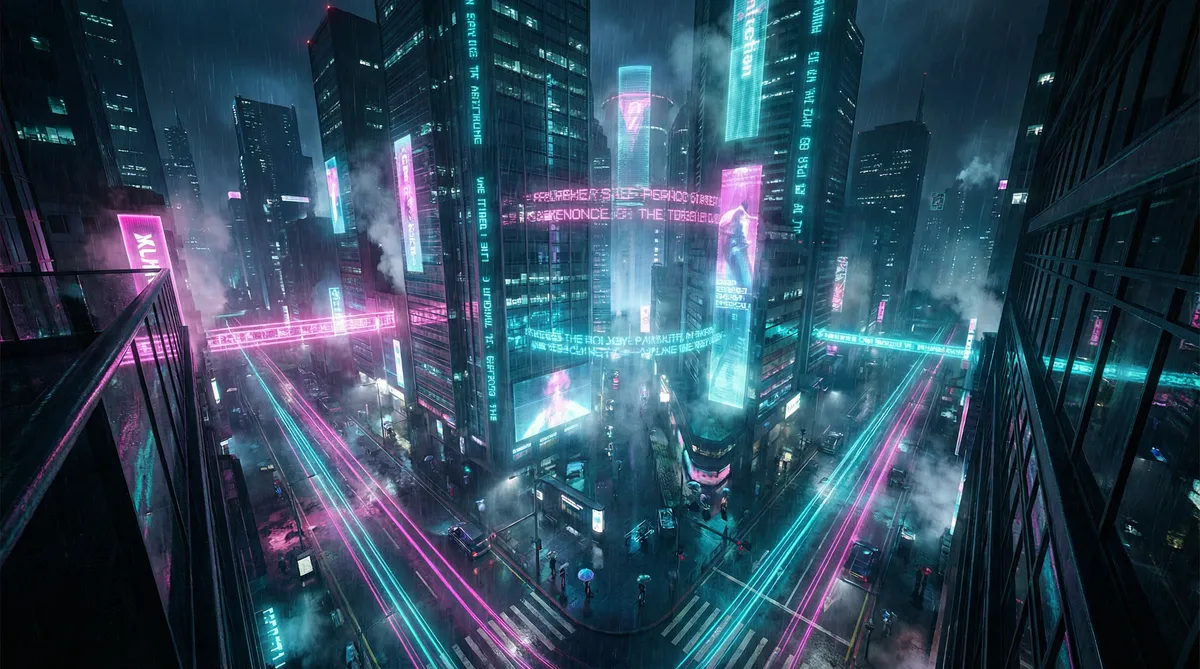 黑帮老大我和我第365天 竖屏短剧平台首页背景 - 赛博朋克都市夜景
